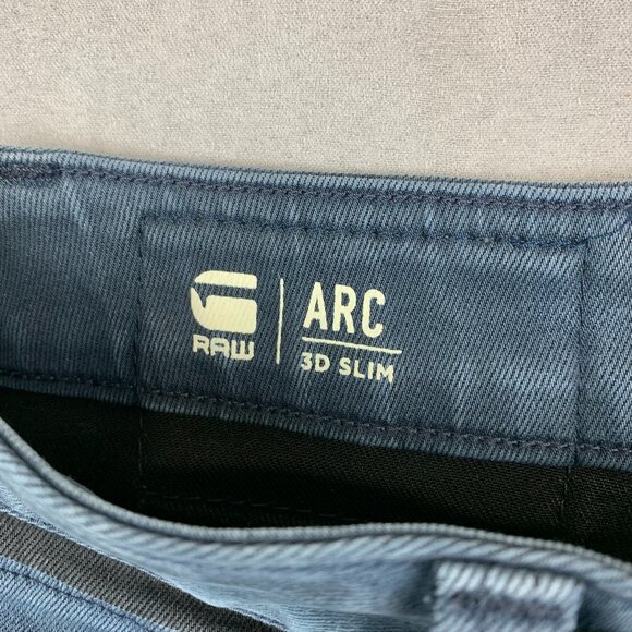 G Star Raw Mens Pants 33 Blue Black Colorblock Denim Jeans Arc 3D Slim 33x32 - Picture 4 of 15